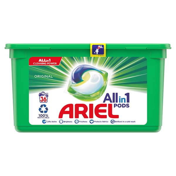 Buy Ariel Liquid Tabs 36' PK3 Wholesale From Kadona Wholesale Ltd.